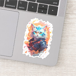 Pegatina Diseño de guerrero gato ninja lindo