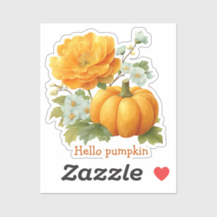 Pegatina Diseño de Halloween con calabaza floral