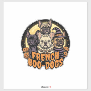 Pegatina Diseño de Halloween de perros Boo franceses Bulldo