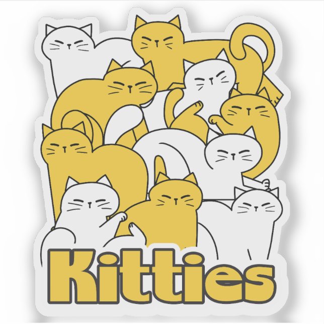 Pegatina Diseño de Kitties Chubby - Arte gato adorable (Anverso)