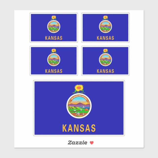 Pegatina Diseño de la bandera del estado de Kansas (Hoja)