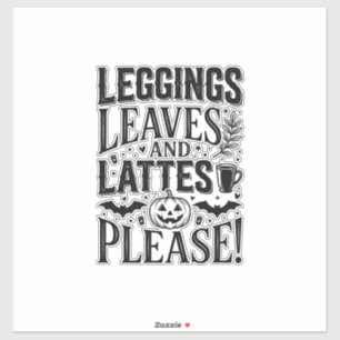 Pegatina Diseño de Leggings Hojas Lattes Halloween Otoño Ca