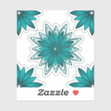 Diseño de Mandala de Hoja Verde Azulada en Cian Os