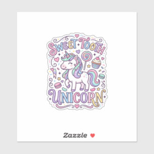 Pegatina Diseño de mercancía original Unicorn Sweet Tooth U