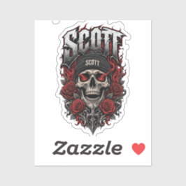 Pegatina Diseño de nombre personalizado Scott Gothic Skull