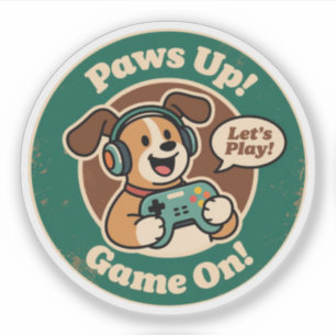 Pegatina Diseño de "¡Patas arriba! ¡A jugar!" para jugadore