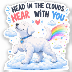 Pegatina Diseño de perro lindo con la cabeza en las nubes