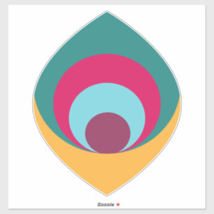 Pegatina Diseño de pétalos retro - Verde, amarillo y mage