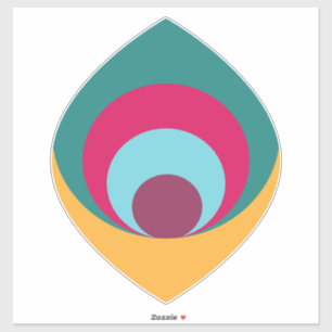 Pegatina Diseño de pétalos retro - Verde, amarillo y magent