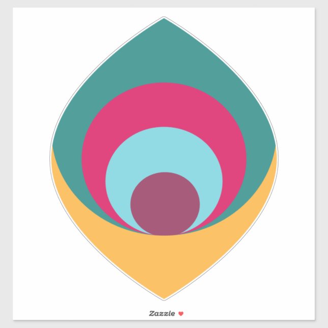 Pegatina Diseño de pétalos retro - Verde, amarillo y magent (Hoja)