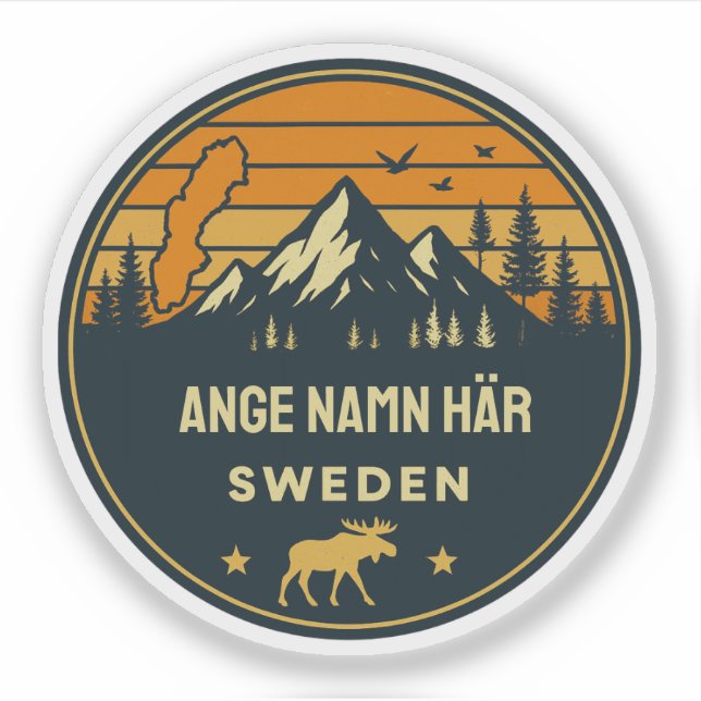 Pegatina Diseño de pista Sverige de ortnamn personal (Anverso)