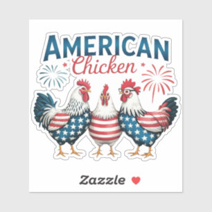 Pegatina Diseño de pollo americano patriótico del 4 de juli