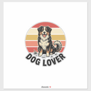 Pegatina Diseño de puesta de sol de perro lindo grabado vin
