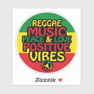 Pegatina Diseño de reggae con citas positivas y bandera de