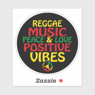 Pegatina Diseño de reggae con citas positivas y bandera de 