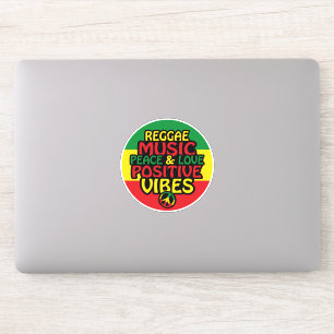 Pegatina Diseño de reggae con citas positivas y bandera de 