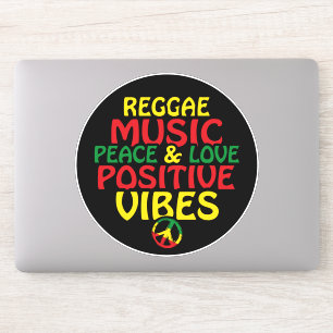 Pegatina Diseño de reggae con citas positivas y bandera de 