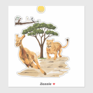 Pegatina diseño de safari de vida silvestre africana león c