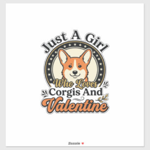 Pegatina Diseño de San Valentín de Corgi para amantes de lo