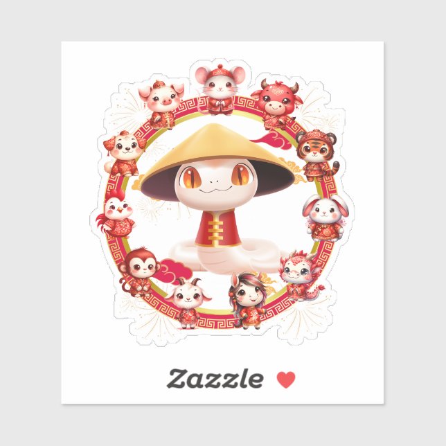 Pegatina Diseño de serpientes de Año Nuevo lunar chino 3 (Hoja)