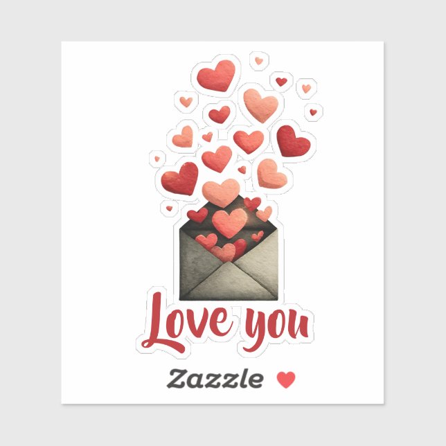 Pegatina Diseño de sobre de San Valentín 'Te Amo' (Hoja)
