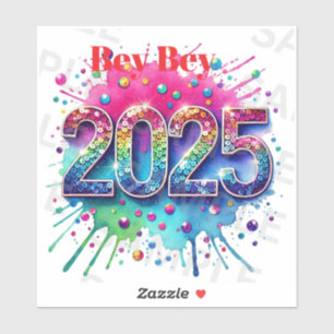 Pegatina Diseño de Sticker de Bienvenida al Año Nuevo