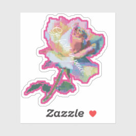 Pegatina Diseño de Sticker de Flor Rosa con Pixel Glitch
