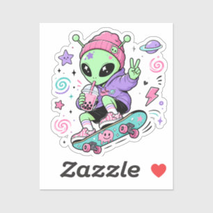 Pegatina Diseño de té burbuja skater alien kawaii