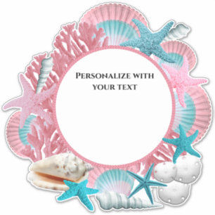 Pegatina Diseño de tema tropical personalizado en rosa y az