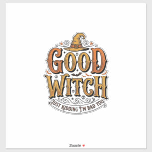 Pegatina Diseño de tipografía de Halloween de bruja buena v