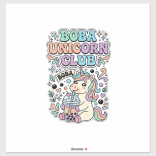 Pegatina Diseño de tipografía Kawaii del club de unicornios