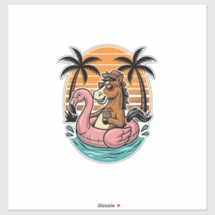 Pegatina Diseño de vacaciones de verano de flamenco de caba