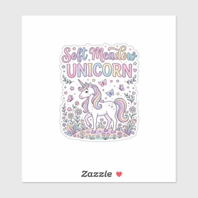 Pegatina Diseño de vector adorable unicornio suavecito de p (Hoja)