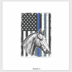 Pegatina Diseño de vector de bandera de caballo de línea az