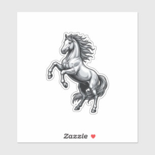 Pegatina Diseño de vector de caballo encabritado con grabad