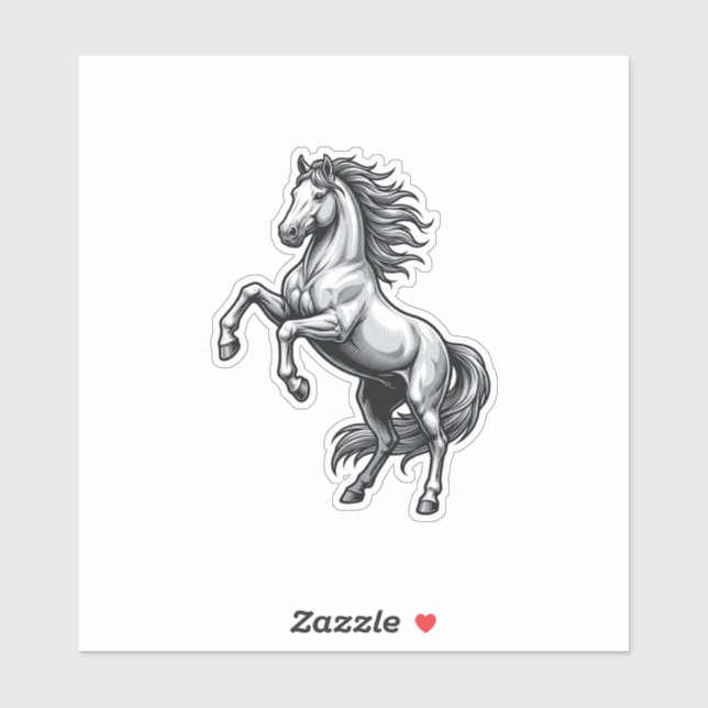 Pegatina Diseño de vector de caballo encabritado con grabad (Hoja)