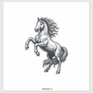 Pegatina Diseño de vector de caballo encabritado con grabad