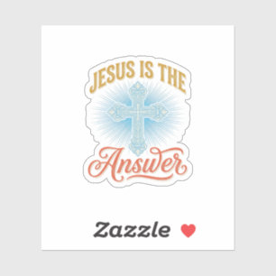 Pegatina Diseño de vector de cruz cristiana La respuesta es