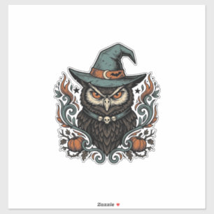 Pegatina Diseño de vector de sombrero de bruja de búho de H