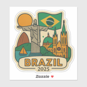 Pegatina Diseño de viaje a Brasil con año personalizado
