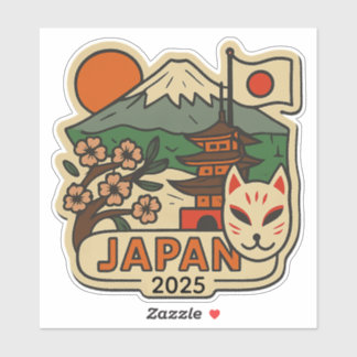 Pegatina Diseño de viaje a Japón con año personalizado