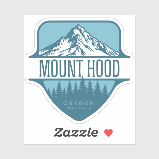 Pegatina Diseño del escudo Monte Hood Oregon (Hoja)