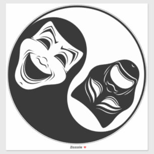 Pegatina Diseño del teatro Yin Yang - Máscaras de comedia y
