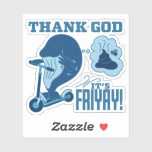Pegatina Diseño del viernes en ASL - ¡Gracias a Dios es Vie