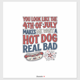 Pegatina Diseño divertido de camiseta patriótica de hot dog