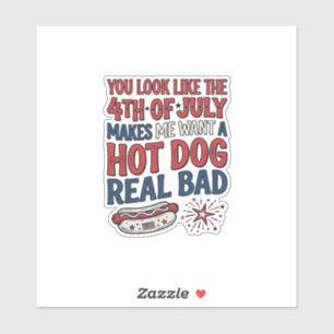 Pegatina Diseño divertido de camiseta patriótica de hot dog