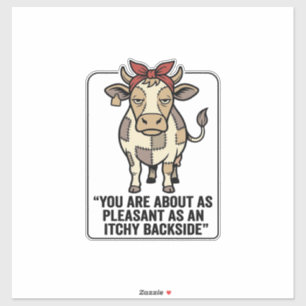 Pegatina Diseño divertido de camiseta vintage de vaca gruño