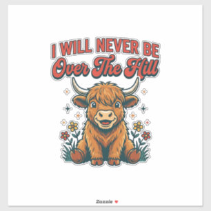 Pegatina Diseño divertido de cumpleaños de vaca de las High