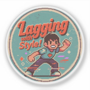 Pegatina Diseño divertido de juegos retro: ¡retrasándose co