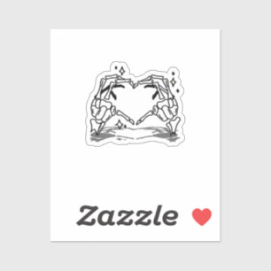 Pegatina Diseño divertido de Skeleton Hand Heart